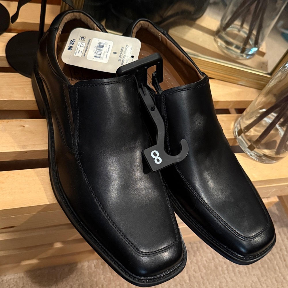 George Men's Black Slip-On Loafers